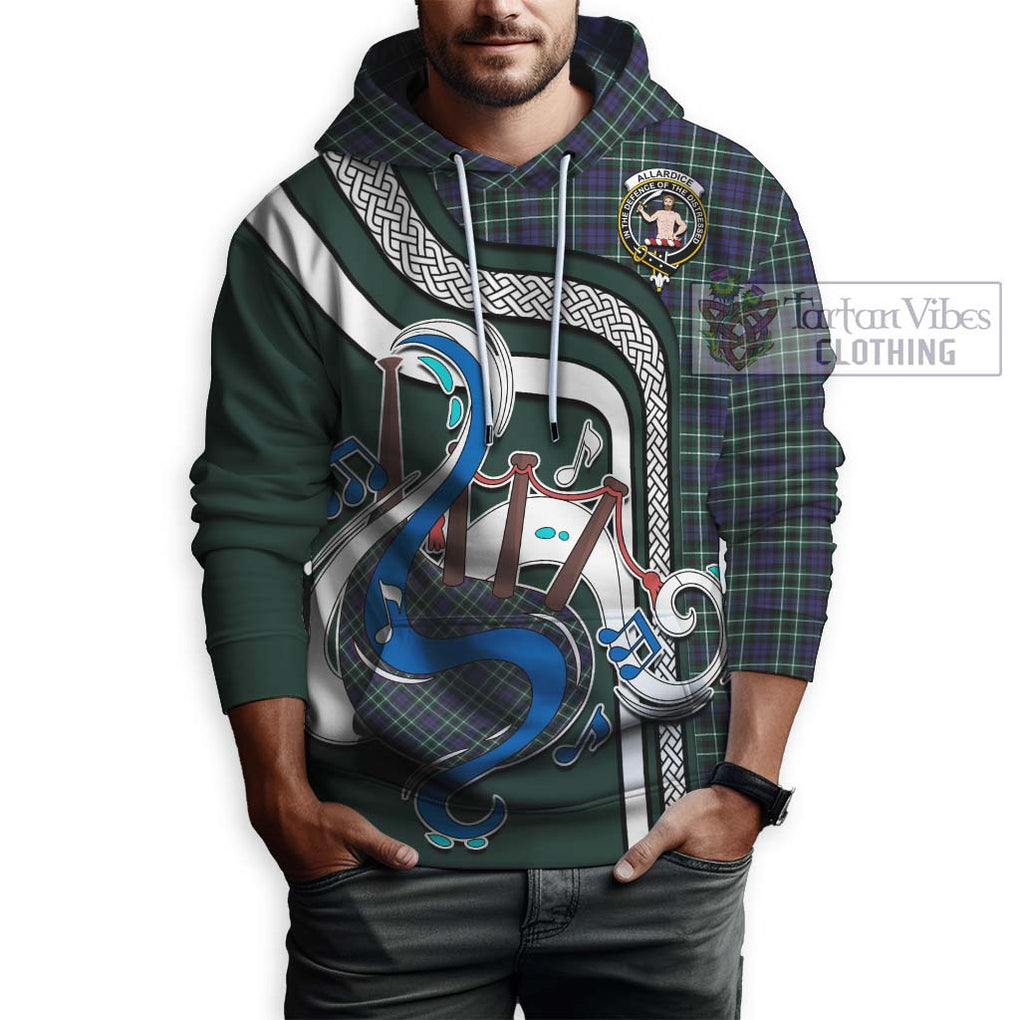 Allardice Tartan Hoodie with Epic Bagpipe Style Zip Hoodie - Tartanvibesclothing Shop