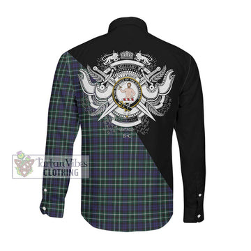 Allardice Tartan Long Sleeve Button Shirt with Family Crest and Military Logo Style