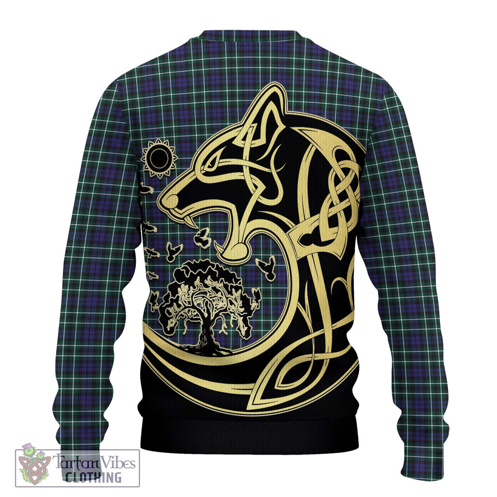 Allardice Tartan Knitted Sweater with Family Crest Celtic Wolf Style - Tartan Vibes Clothing