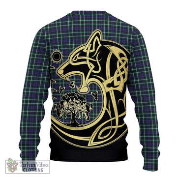 Allardice Tartan Ugly Sweater with Family Crest Celtic Wolf Style