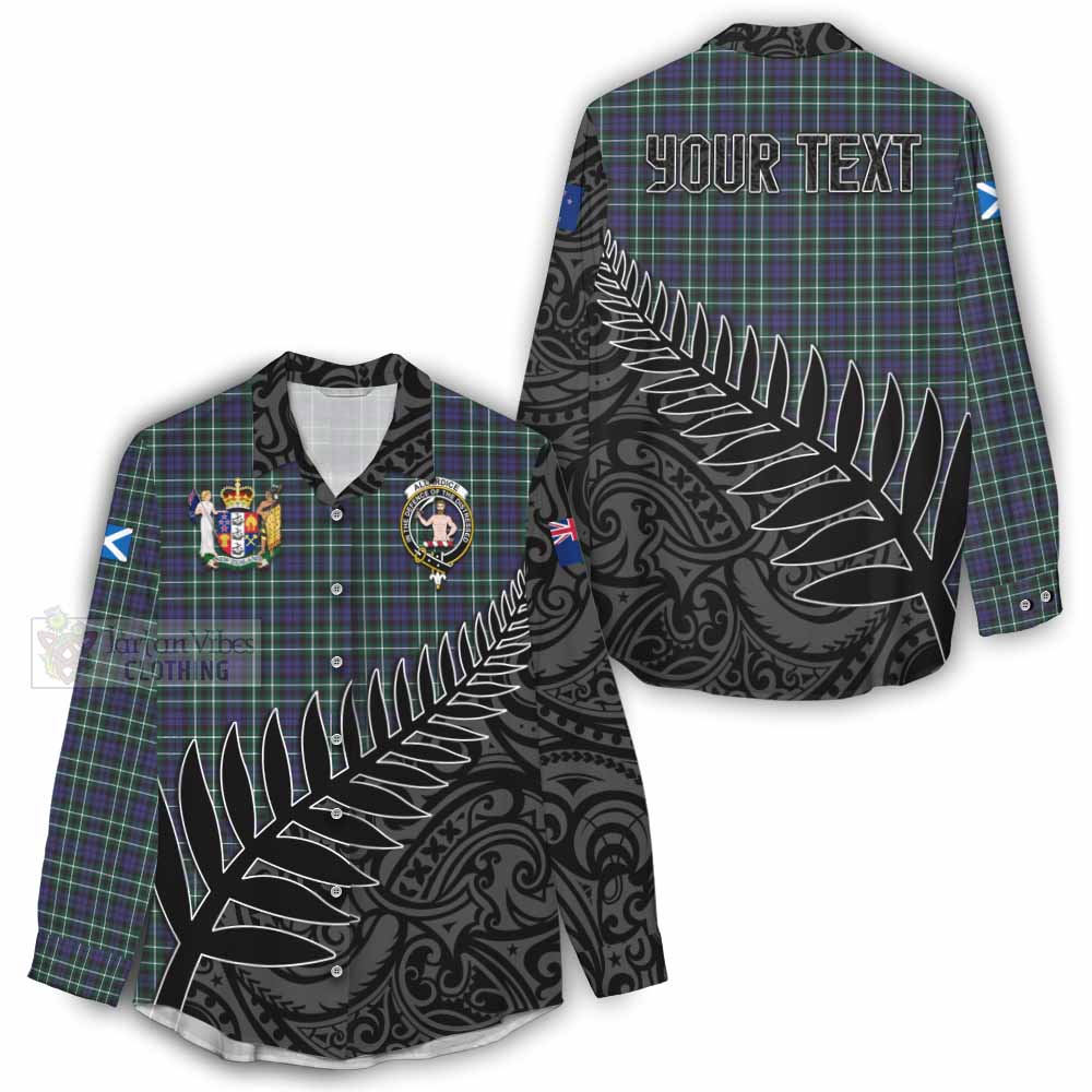 Tartan Vibes Clothing Allardice Crest Tartan Women's Casual Shirt with New Zealand Silver Fern Half Style