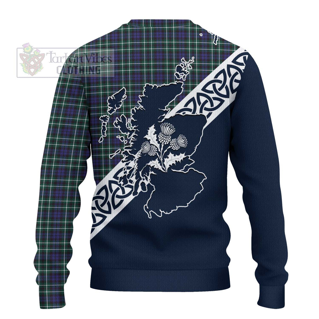 Tartan Vibes Clothing Allardice Tartan Knitted Sweater Featuring Thistle and Scotland Map