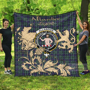 Allardice Tartan Quilt with Family Crest and Scottish Symbol Style