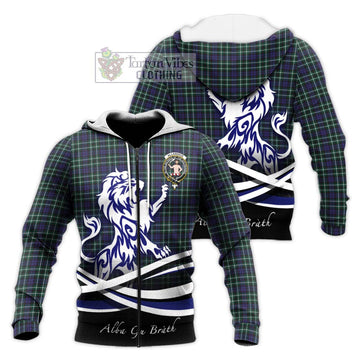 Allardice Tartan Knitted Hoodie with Alba Gu Brath Regal Lion Emblem