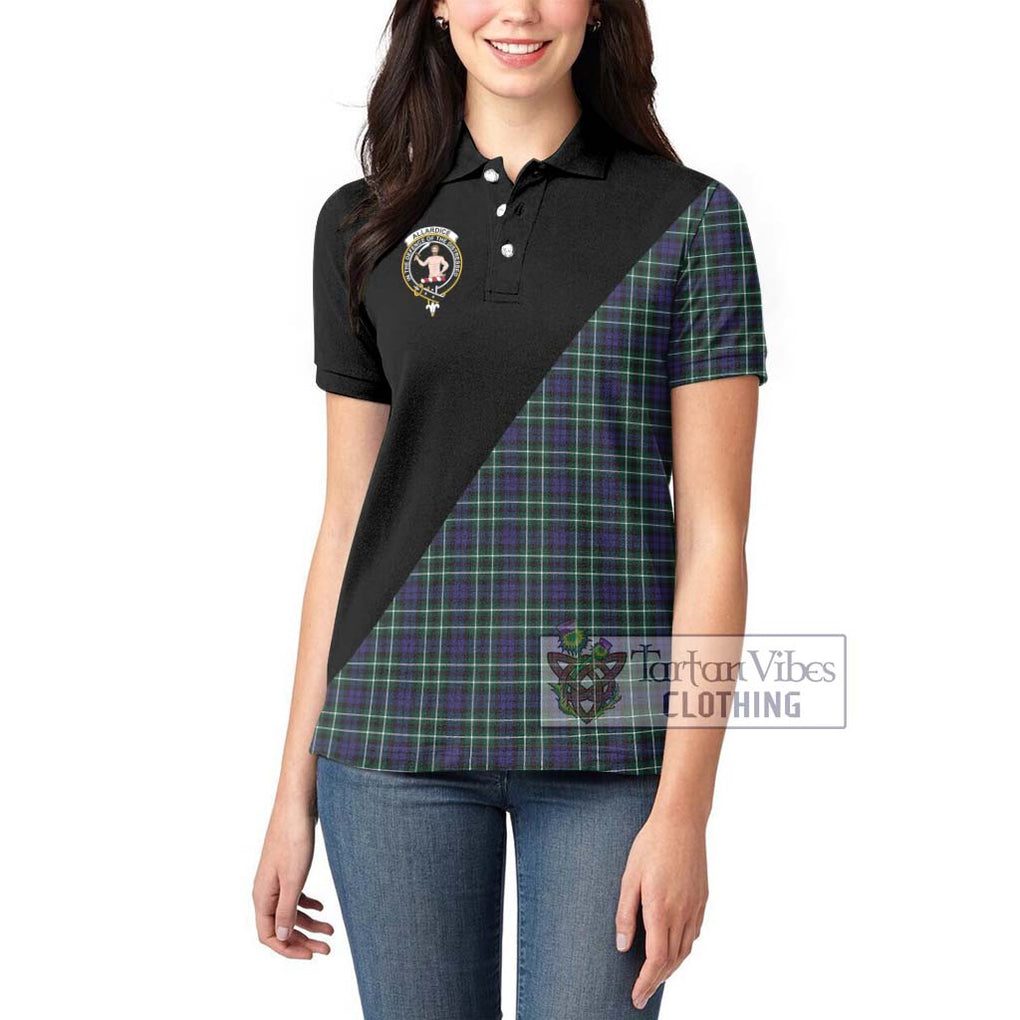 Allardice Tartan Women's Polo Shirt with Family Crest and Military Logo Style - Tartanvibesclothing Shop