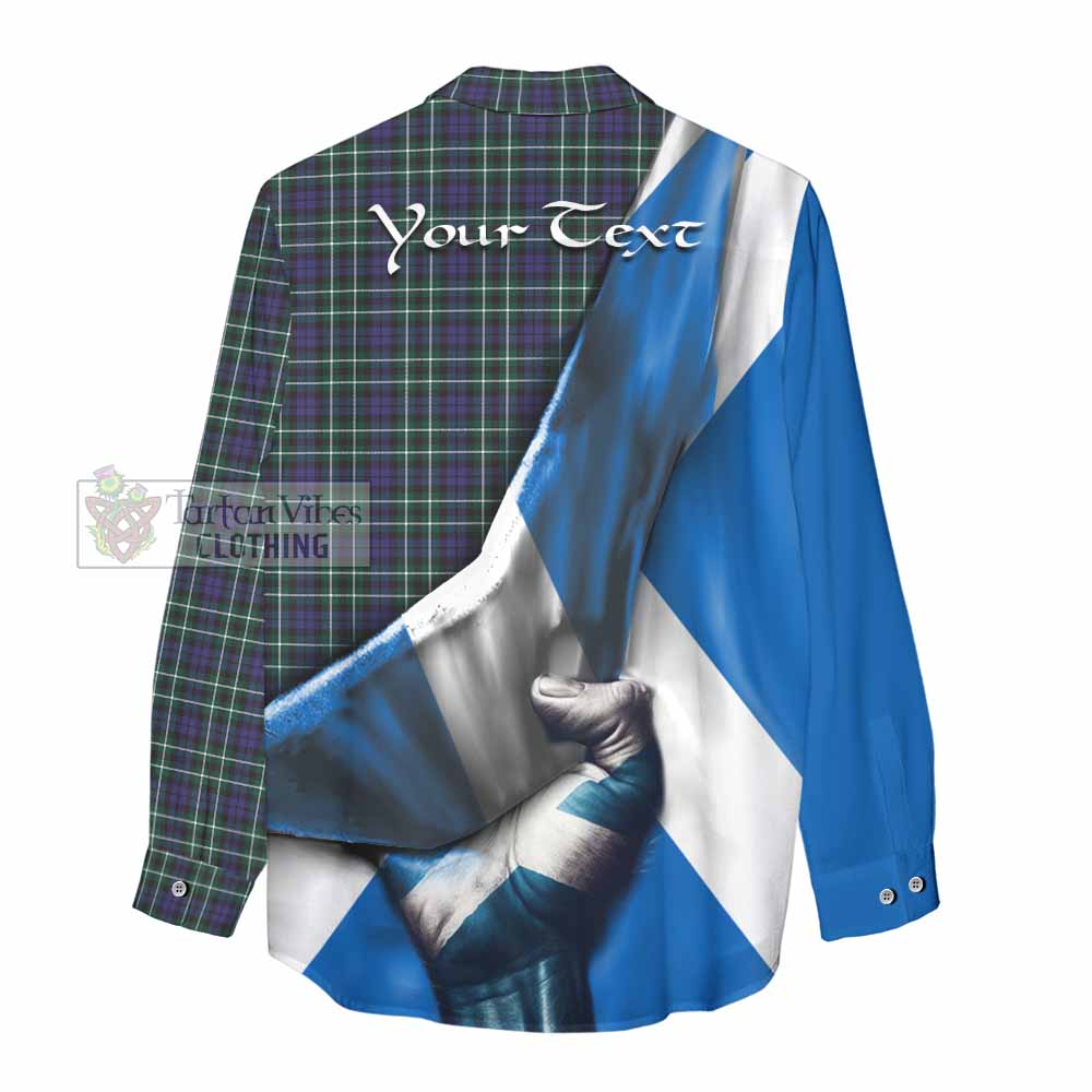 Tartan Vibes Clothing Allardice Tartan Women's Casual Shirt with Family Crest Scotland Patriotic Style