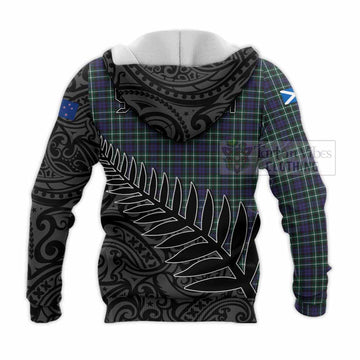 Allardice Crest Tartan Knitted Hoodie with New Zealand Silver Fern Half Style