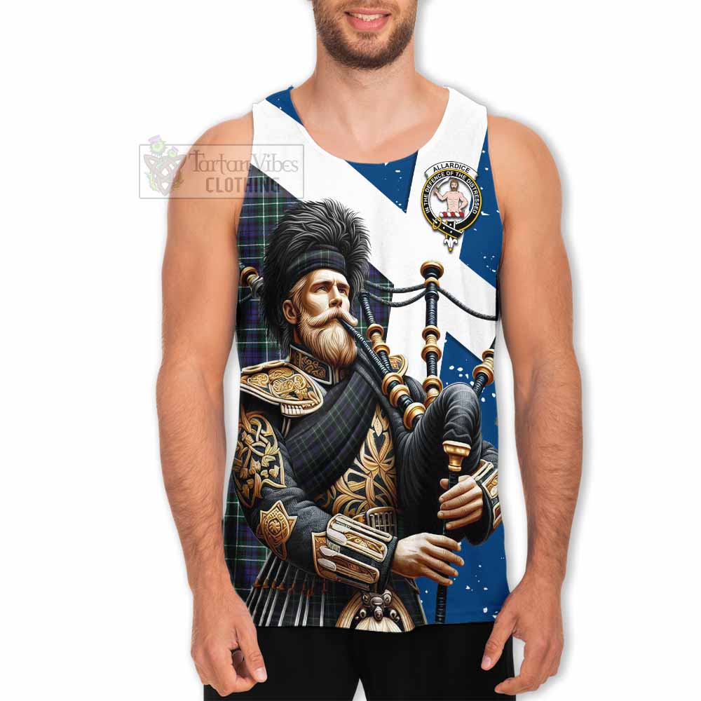 Allardice Tartan Men's Tank Top with Family Crest Scottish Bagpiper Vibes