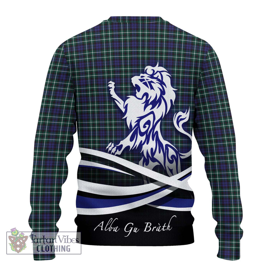 Allardice Tartan Knitted Sweater with Alba Gu Brath Regal Lion Emblem - Tartanvibesclothing Shop