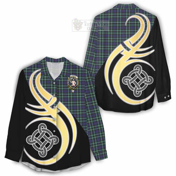 Allardice Tartan Women's Casual Shirt with Family Crest and Celtic Symbol Style