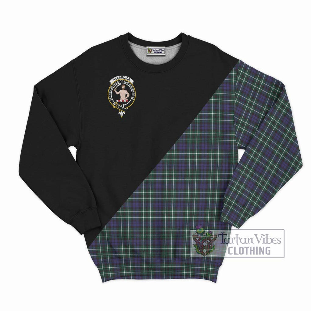 Allardice Tartan Sweatshirt with Family Crest and Military Logo Style - Tartanvibesclothing Shop