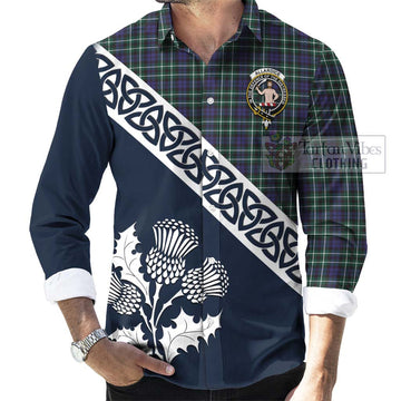 Allardice Tartan Long Sleeve Button Shirt Featuring Thistle and Scotland Map