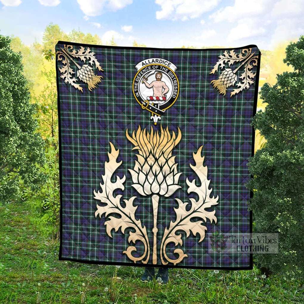 Tartan Vibes Clothing Allardice Tartan Quilt with Family Crest and Golden Thistle Style