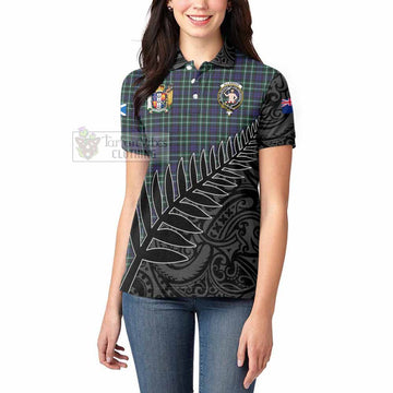 Allardice Crest Tartan Women's Polo Shirt with New Zealand Silver Fern Half Style