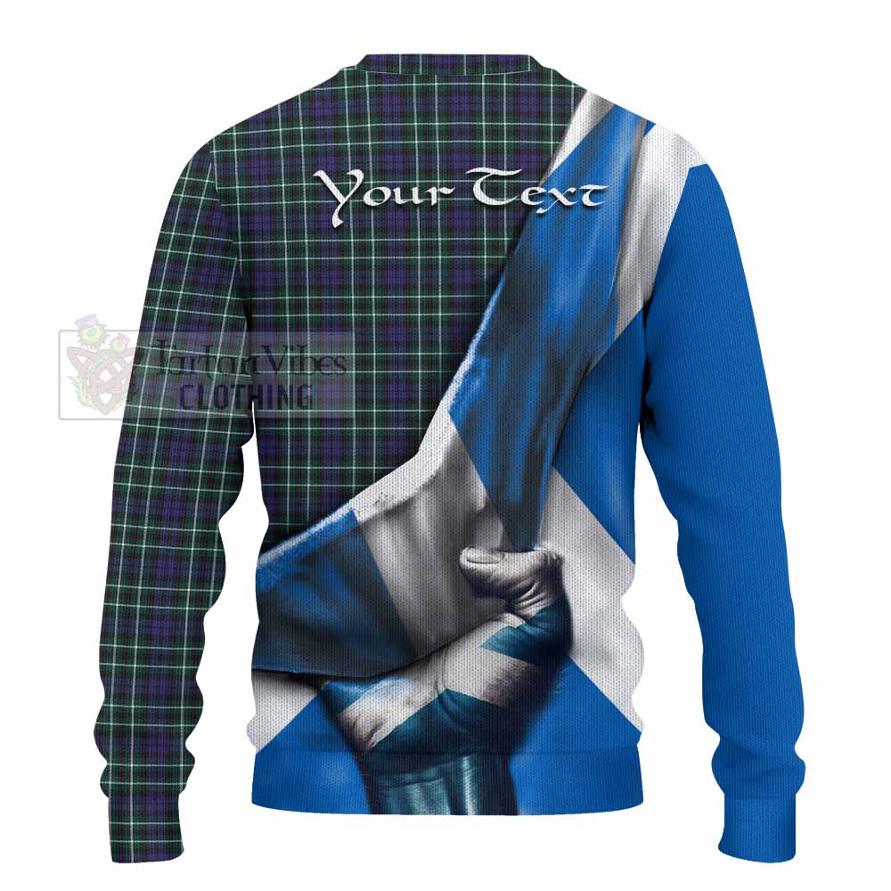 Tartan Vibes Clothing Allardice Tartan Knitted Sweater with Family Crest Scotland Patriotic Style