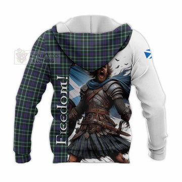 Allardice Crest Tartan Knitted Hoodie Inspired by the Freedom of Scottish Warrior