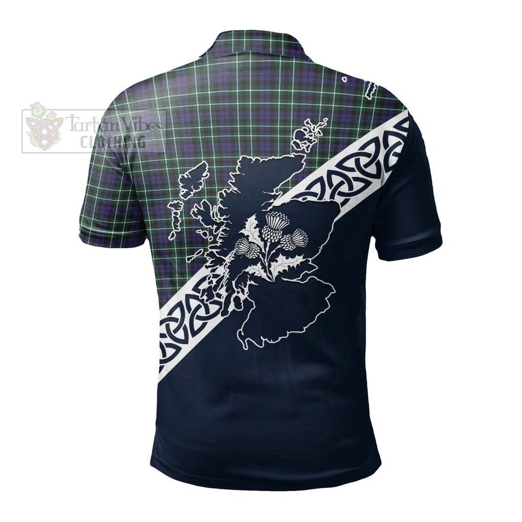 Allardice Tartan Polo Shirt Featuring Thistle and Scotland Map