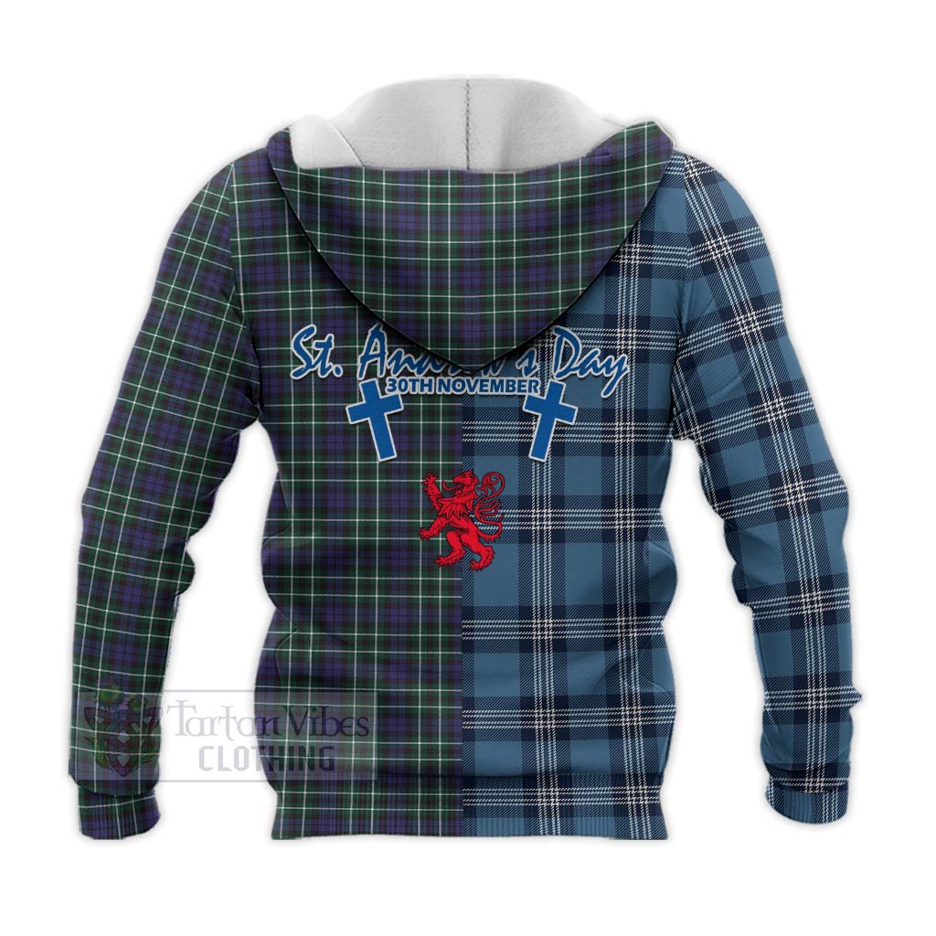 Tartan Vibes Clothing Allardice Tartan Knitted Hoodie Happy St. Andrew's Day Half Tartan Style