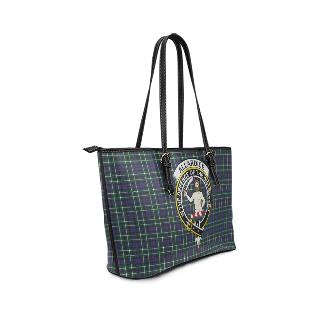 Allardice Tartan Leather Tote Bag with Family Crest - Tartanvibesclothing