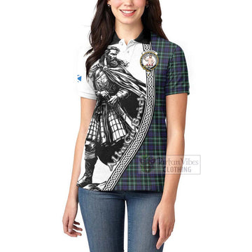 Allardice Tartan Clan Crest Women's Polo Shirt with Highlander Warrior Celtic Style