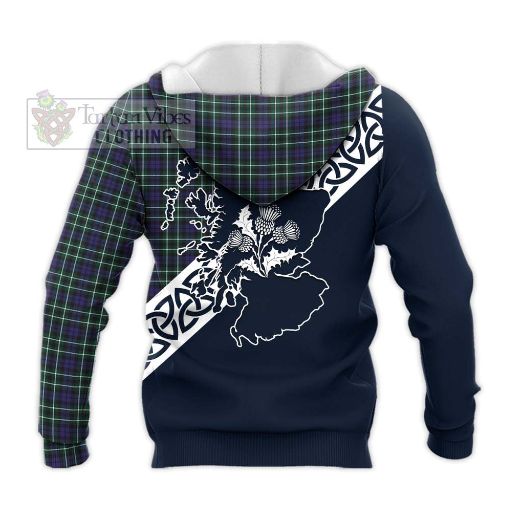 Tartan Vibes Clothing Allardice Tartan Knitted Hoodie Featuring Thistle and Scotland Map