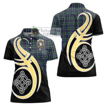 Allardice Tartan Women's Polo Shirt with Family Crest and Celtic Symbol Style