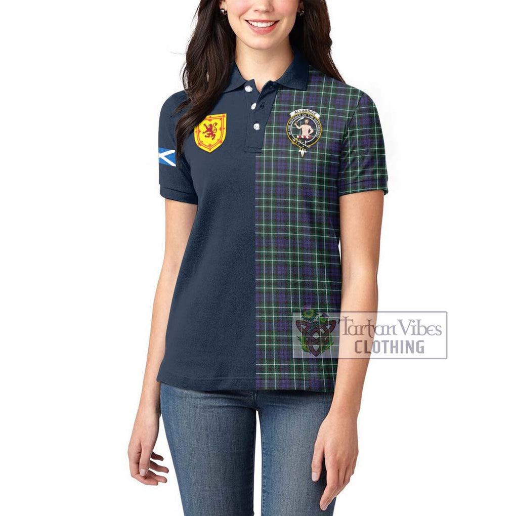 Tartan Vibes Clothing Allardice Tartan Women's Polo Shirt with Scottish Lion Royal Arm Half Style