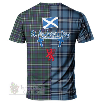 Allardice Tartan T-Shirt Happy St. Andrew's Day Half Tartan Style