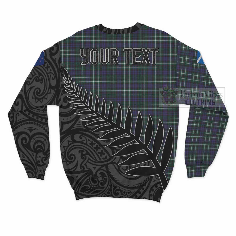 Tartan Vibes Clothing Allardice Crest Tartan Sweatshirt with New Zealand Silver Fern Half Style