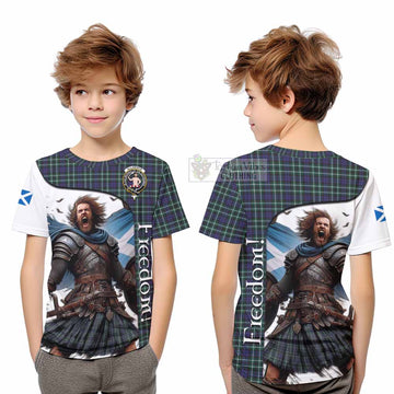 Allardice Crest Tartan Kid T-Shirt Inspired by the Freedom of Scottish Warrior