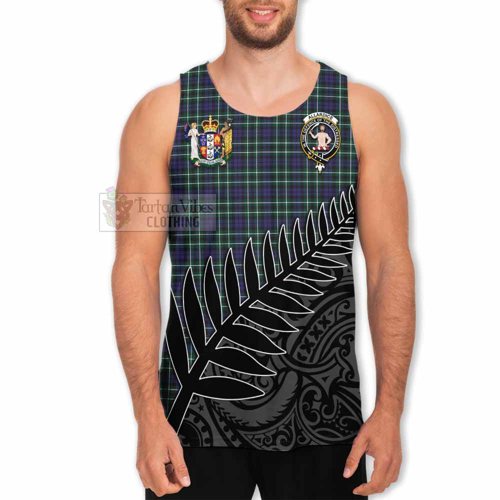 Tartan Vibes Clothing Allardice Crest Tartan Men's Tank Top with New Zealand Silver Fern Half Style