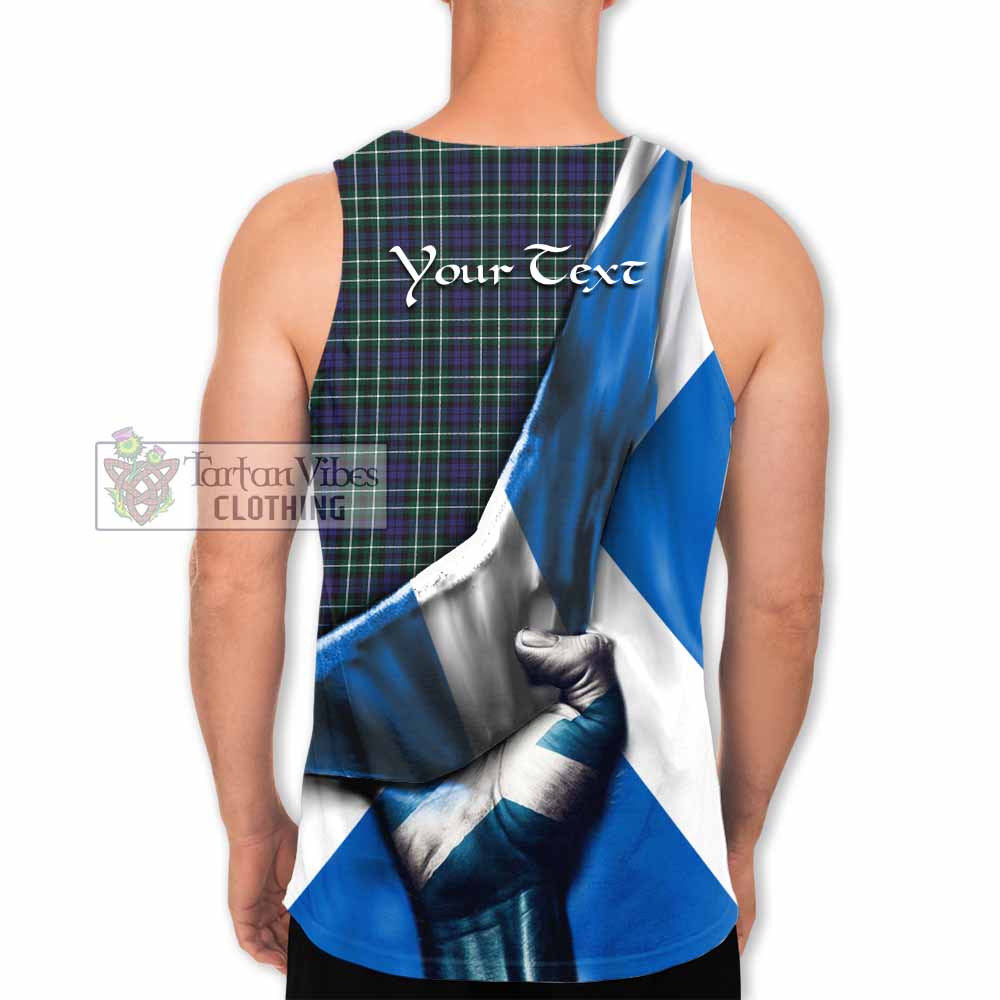 Tartan Vibes Clothing Allardice Tartan Men's Tank Top with Family Crest Scotland Patriotic Style