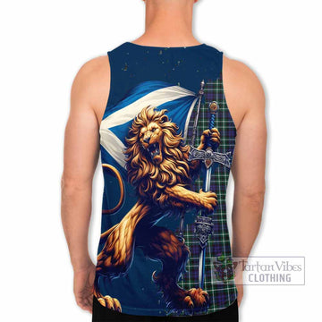 Allardice Tartan Family Crest Men's Tank Top with Scottish Majestic Lion