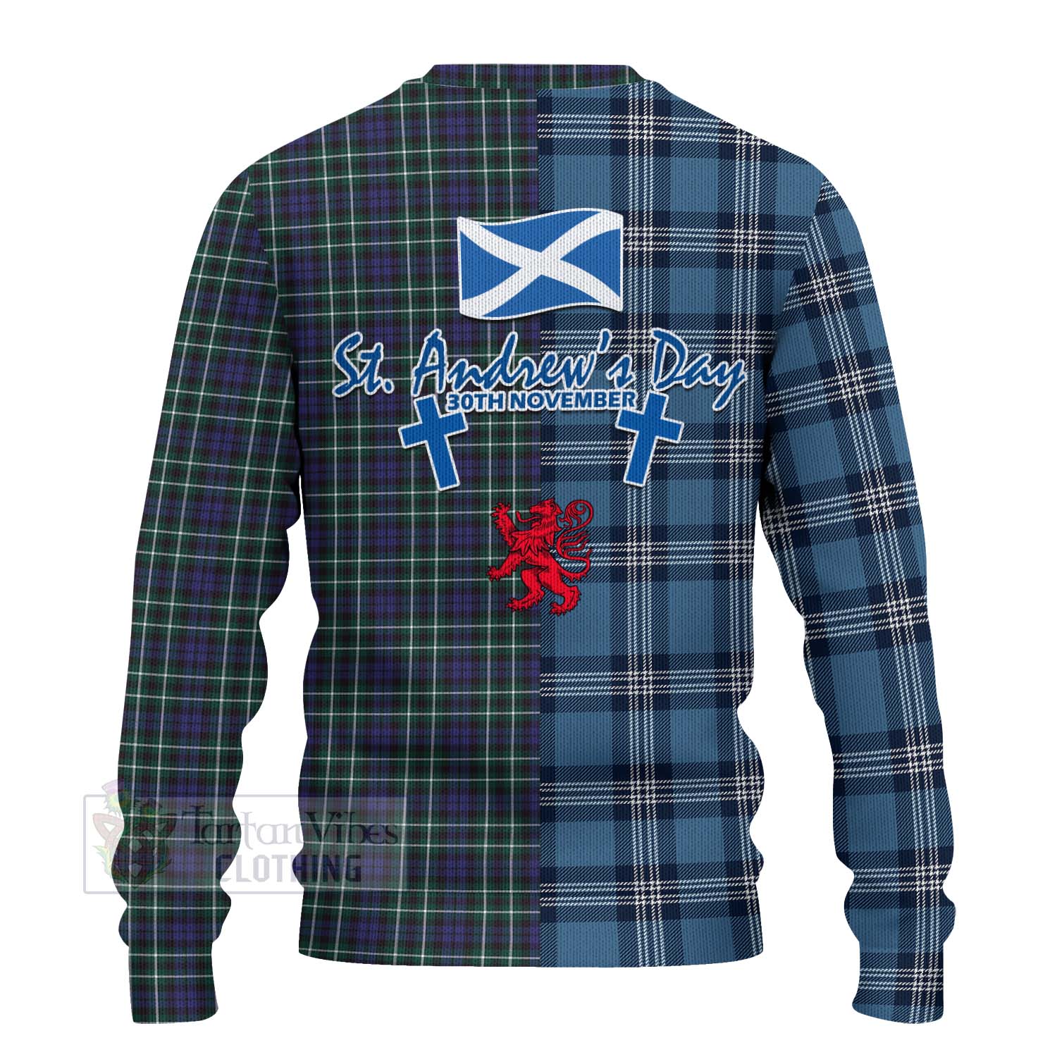 Tartan Vibes Clothing Allardice Tartan Knitted Sweater Happy St. Andrew's Day Half Tartan Style