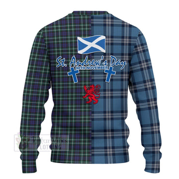 Allardice Tartan Knitted Sweater Happy St. Andrew's Day Half Tartan Style