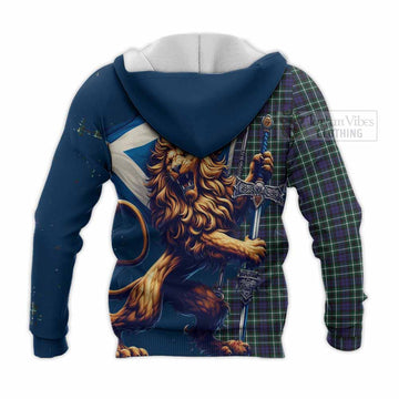 Allardice Tartan Family Crest Knitted Hoodie with Scottish Majestic Lion