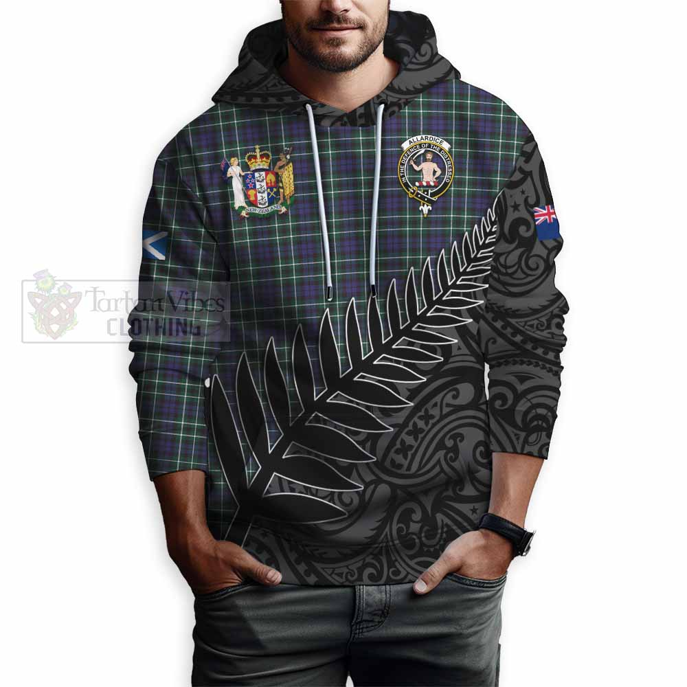 Tartan Vibes Clothing Allardice Crest Tartan Hoodie with New Zealand Silver Fern Half Style