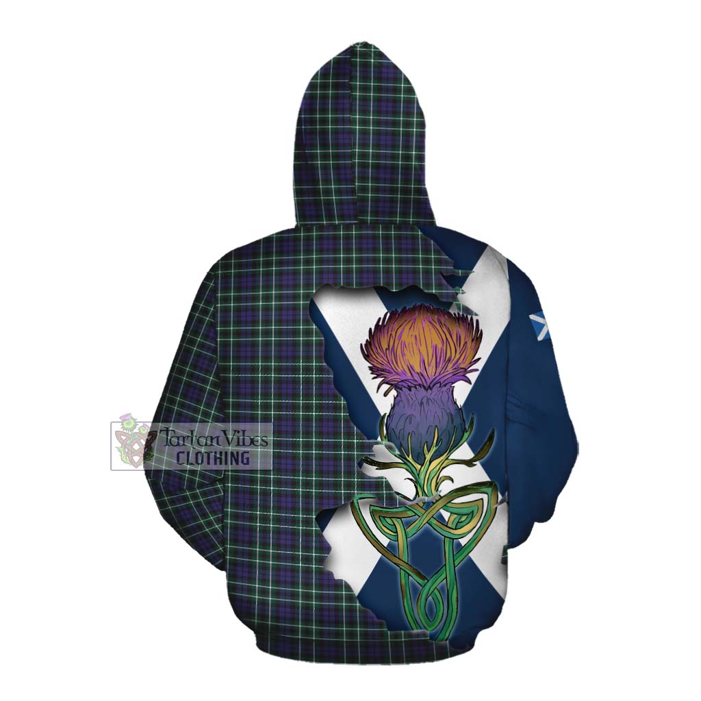 Allardice Tartan Family Crest Cotton Hoodie Scottish Thistle Celtic Inspired Pullover Hoodie - Tartan Vibes Clothing