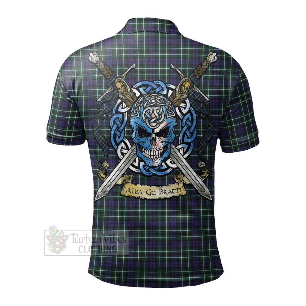 Tartan Vibes Clothing Allardice Tartan Polo Shirt with Family Crest Celtic Skull Style