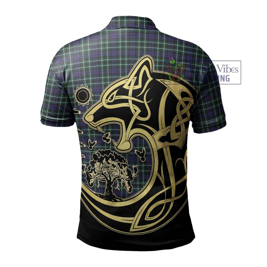 Allardice Tartan Polo Shirt with Family Crest Celtic Wolf Style - Tartanvibesclothing Shop