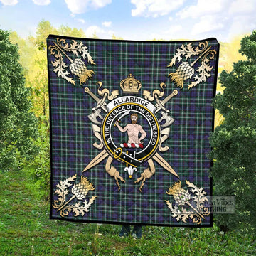 Allardice Tartan Quilt with Family Crest and Scottish Golden Courage Shield