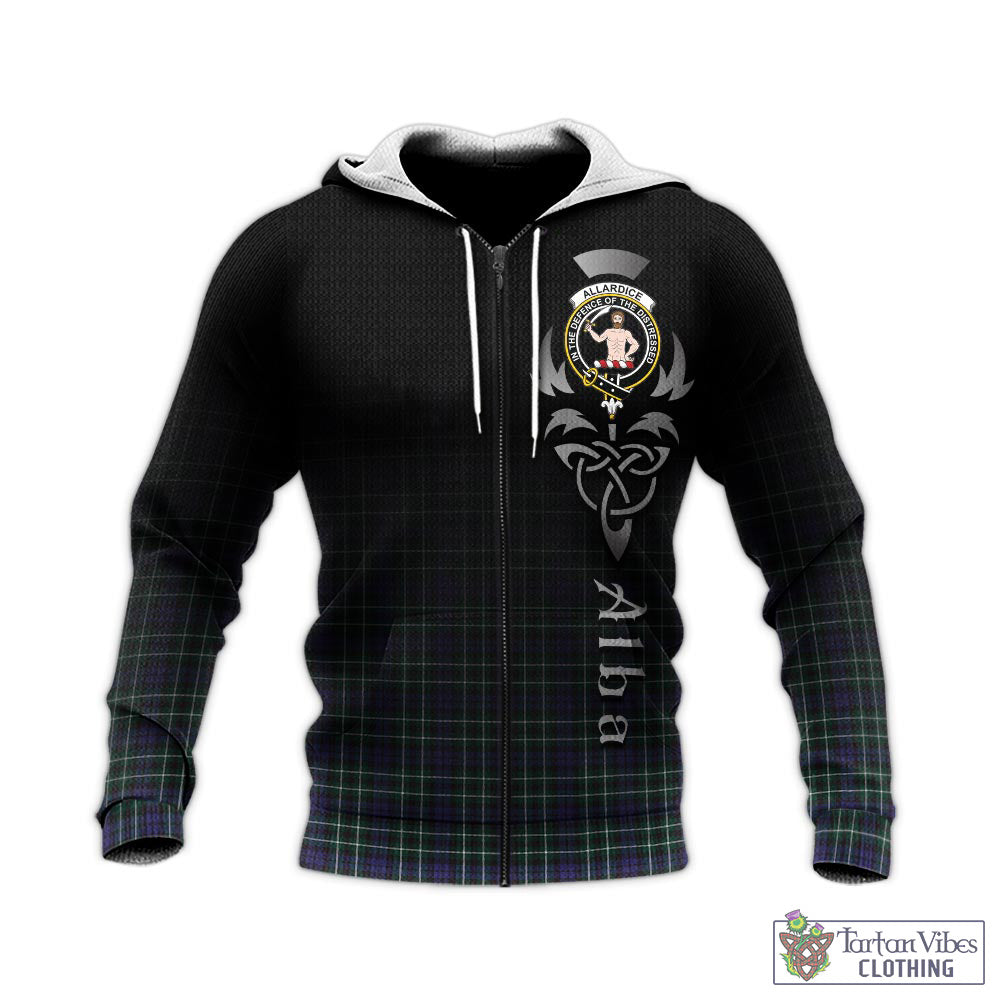 Tartan Vibes Clothing Allardice Tartan Knitted Hoodie Featuring Alba Gu Brath Family Crest Celtic Inspired