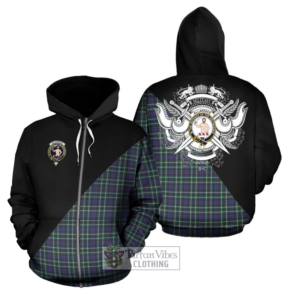 Allardice Tartan Hoodie with Family Crest and Military Logo Style - Tartanvibesclothing Shop