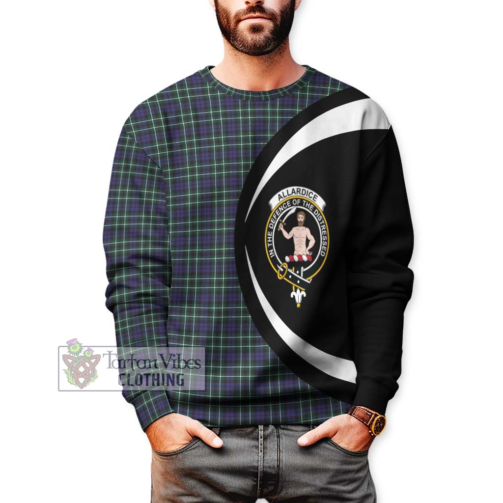 Allardice Tartan Sweatshirt with Family Crest Circle Style - Tartan Vibes Clothing