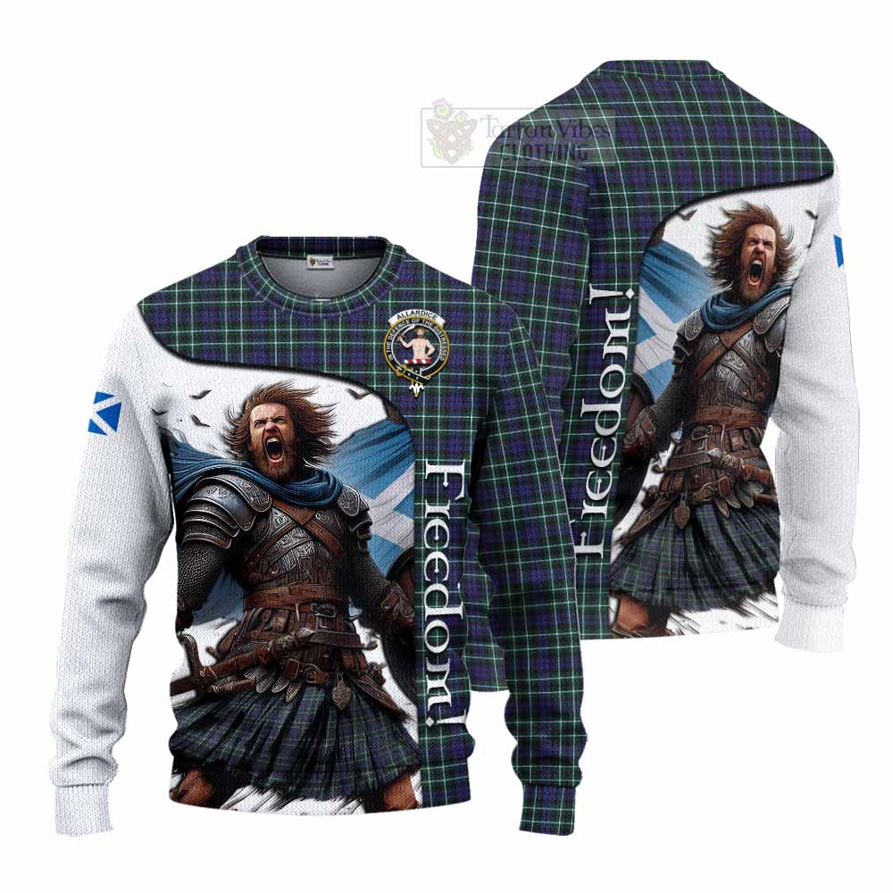 Tartan Vibes Clothing Allardice Crest Tartan Knitted Sweater Inspired by the Freedom of Scottish Warrior