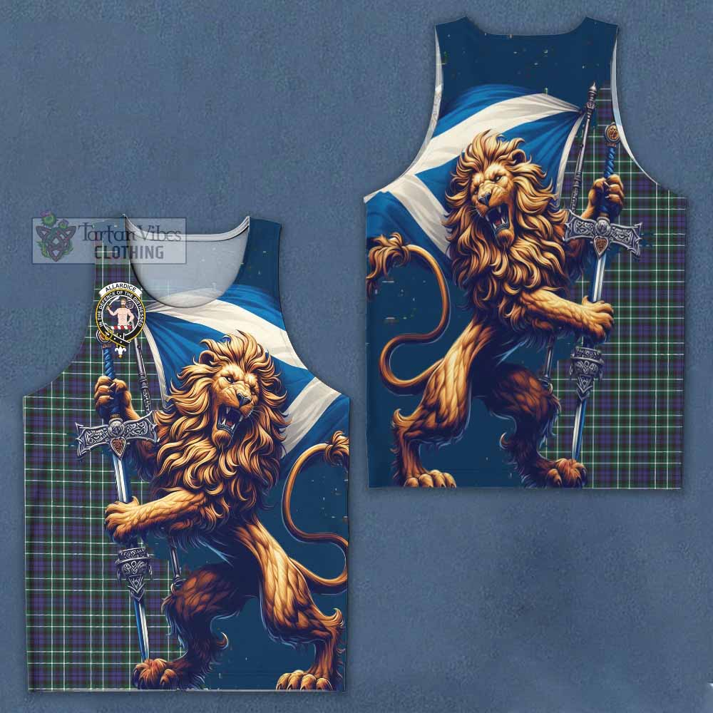 Tartan Vibes Clothing Allardice Tartan Family Crest Men's Tank Top with Scottish Majestic Lion