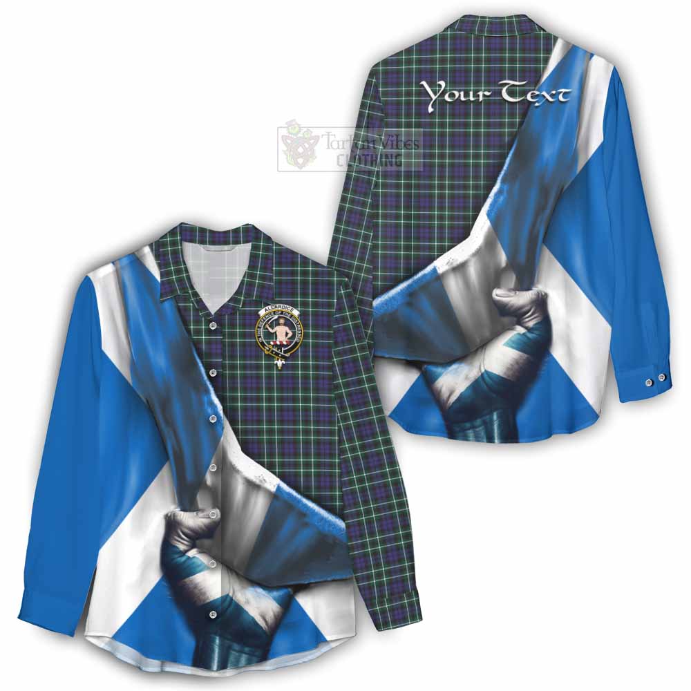 Tartan Vibes Clothing Allardice Tartan Women's Casual Shirt with Family Crest Scotland Patriotic Style