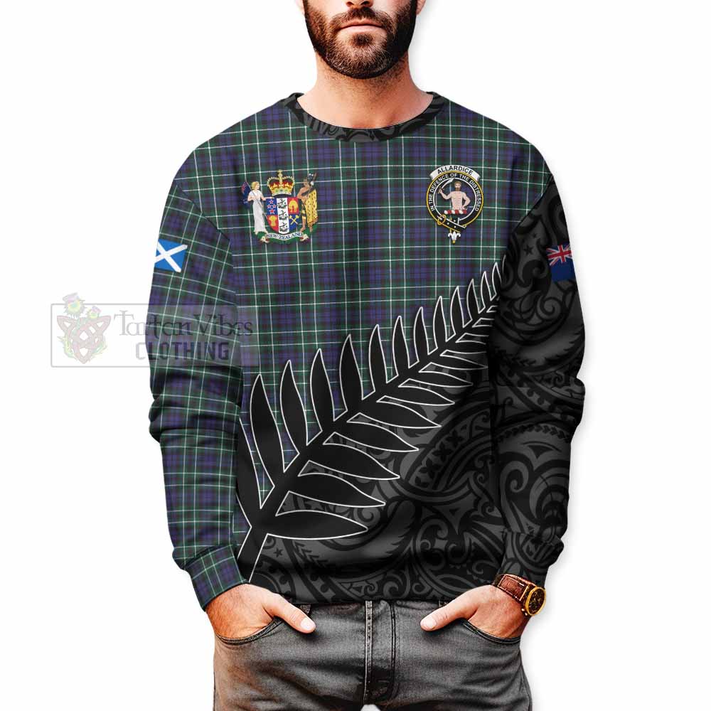 Tartan Vibes Clothing Allardice Crest Tartan Sweatshirt with New Zealand Silver Fern Half Style