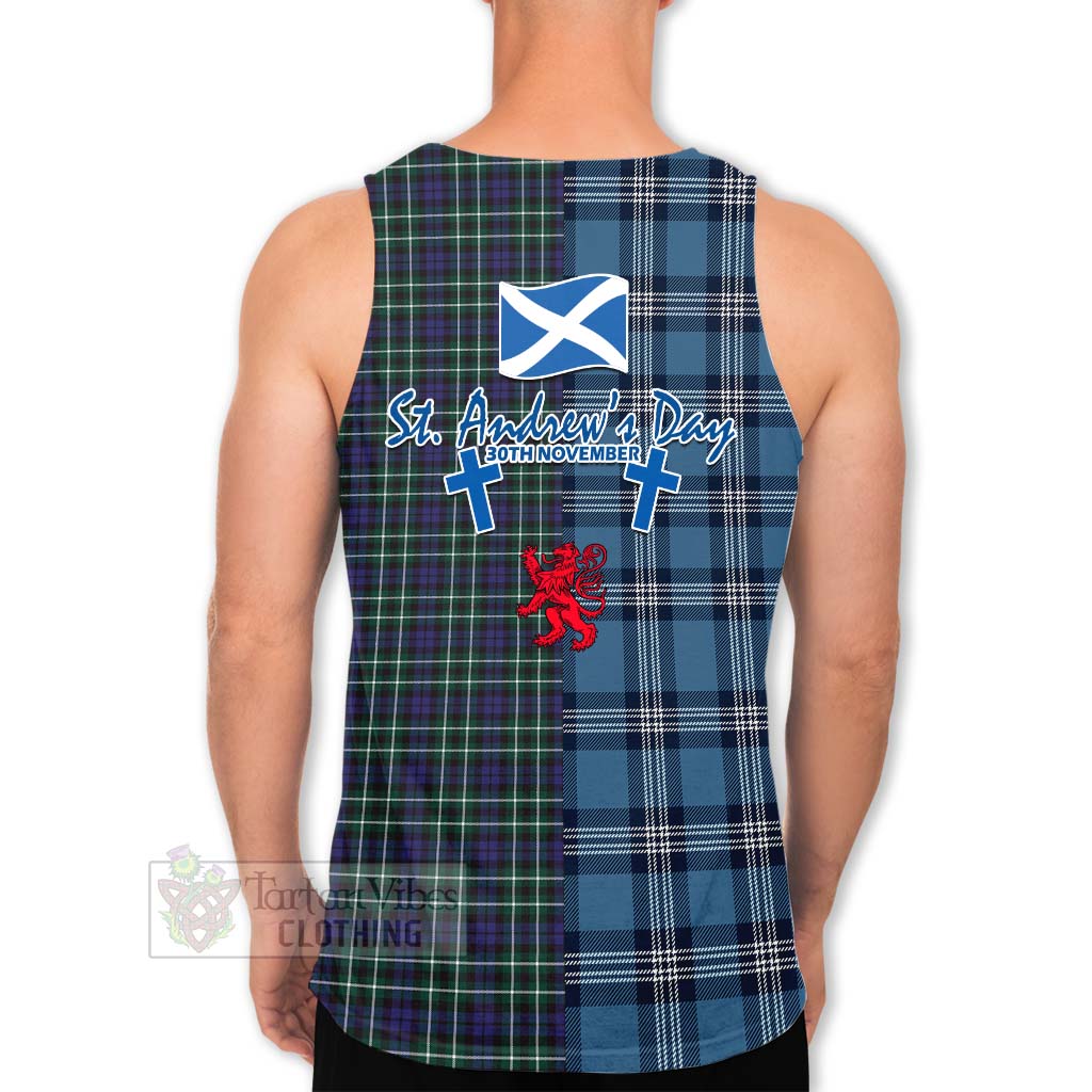 Tartan Vibes Clothing Allardice Tartan Men's Tank Top Happy St. Andrew's Day Half Tartan Style