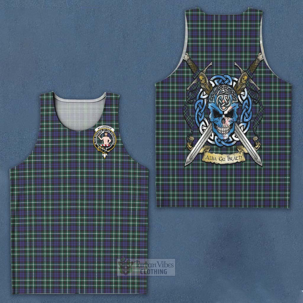 Tartan Vibes Clothing Allardice Tartan Men's Tank Top with Family Crest Celtic Skull Style